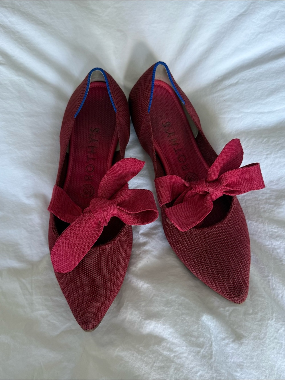 Rothy's Red Pointed Bow Mary Jane Flats 7.5